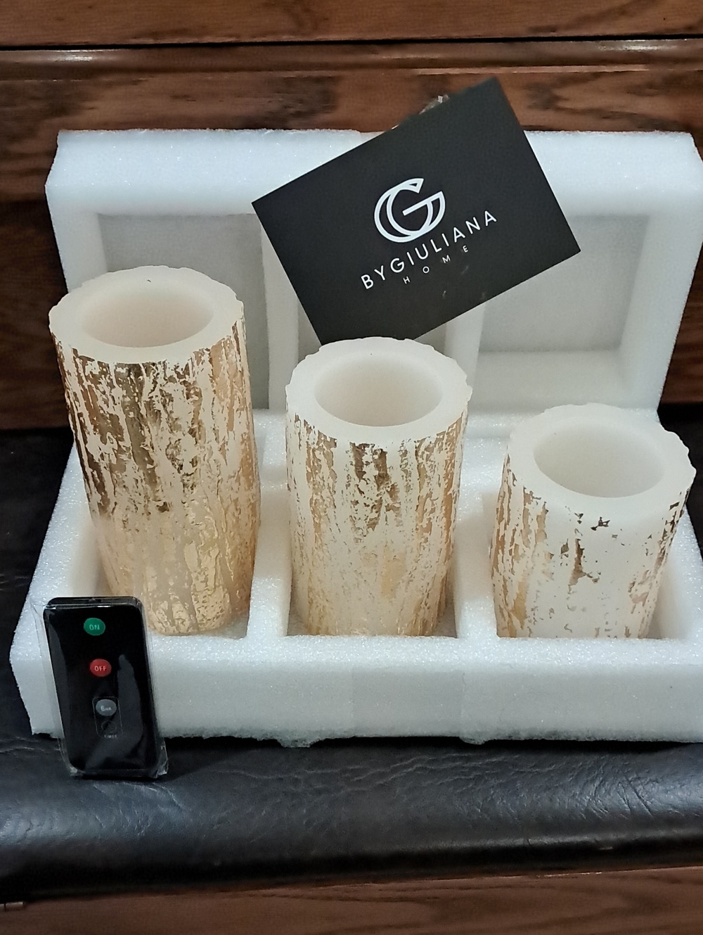 New in Box! G by Giuliana Home Metallic Battery Operated Candles 3-Piece Set